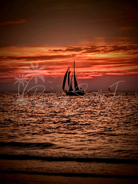 Sailboat in Ocean at Clearwater Beach, FL